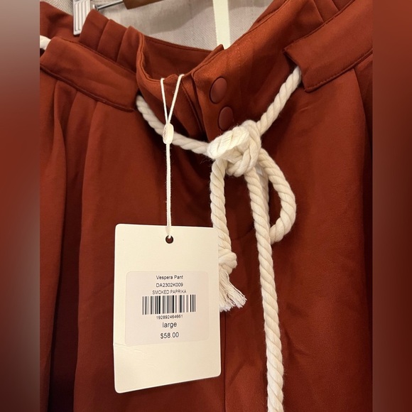 New Downeast Vespera Rust Drawstring Ponte Paper Bag Pants L - Picture 2 of 3